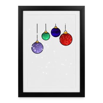 Christmas tree baubles with snowflakes - Framed poster (27 × 37 cm) - black - Front