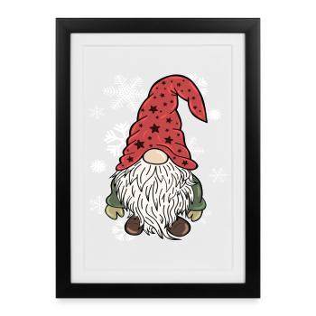 Gnome Elfes de Noël Flocons de neige - Affiche encadrée (27 × 37 cm) - noir - Devant