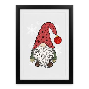 Vintage Gnome Christmas Elves - Framed poster (27 × 37 cm) - black - Front