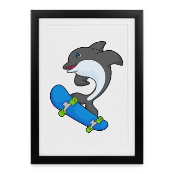 Delfin Skater Skateboard - Affiche encadrée (27 × 37 cm) - noir - Devant