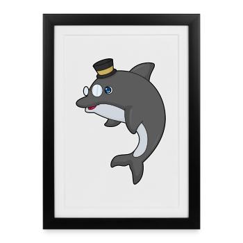Chapeau haut-de-forme Gentleman Dauphin - Affiche encadrée (27 × 37 cm) - noir - Devant