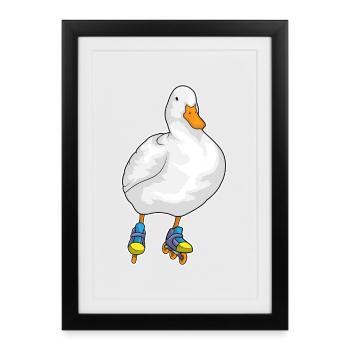 Duck Inline skating Inline skates - Framed poster (27 × 37 cm) - black - Front