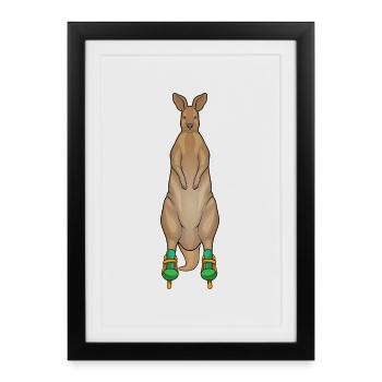 Kangaroo Inline skating Inline skates - Framed poster (27 × 37 cm) - black - Front