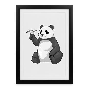 Panda Paper Plane - Affiche encadrée (27 × 37 cm) - noir - Devant