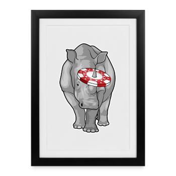 Jetons de poker Rhino Poker - Affiche encadrée (27 × 37 cm) - noir - Devant