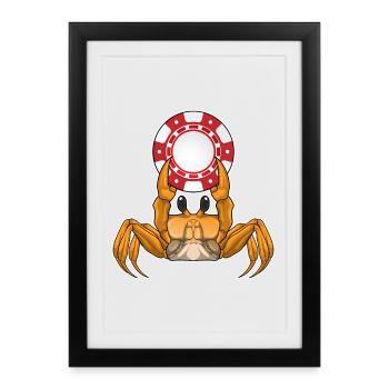 Jetons de poker Crab Poker - Affiche encadrée (27 × 37 cm) - noir - Devant