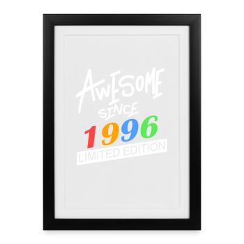 1996 - Né 1996 - Année de naissance 1996 - Affiche encadrée (27 × 37 cm) - noir - Devant