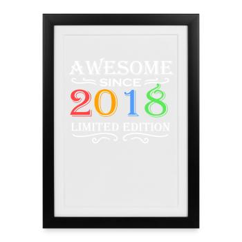 2018 - Born 2018 - Year of birth 2018 - Framed poster (27 × 37 cm) - black - Front
