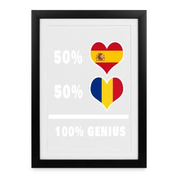 Romania and Spain genius / gift - Framed poster (27 × 37 cm) - black - Front