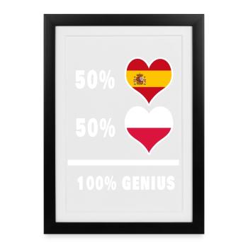 Pologne et Espagne génie / cadeau - Affiche encadrée (27 × 37 cm) - noir - Devant