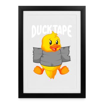 Ruban de canard | Canetons avec ruban adhésif - Affiche encadrée (27 × 37 cm) - noir - Devant