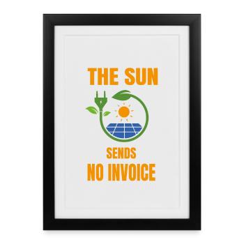 Soleil Pas de facture système solaire énergie solaire - Affiche encadrée (27 × 37 cm) - noir - Devant
