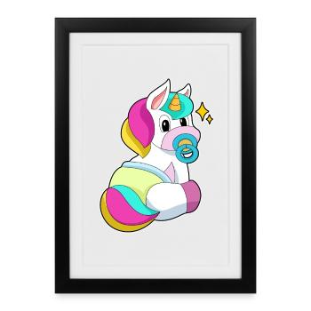 Unicorn Baby Pacifier - Framed poster (27 × 37 cm) - black - Front