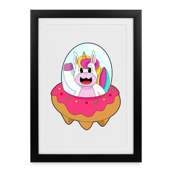 Vaisseau spatial Licorne Espace - Affiche encadrée (27 × 37 cm) - noir - Devant
