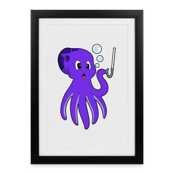 Pêcheur de poulpe Pêche à l’hameçon - Affiche encadrée (27 × 37 cm) - noir - Devant