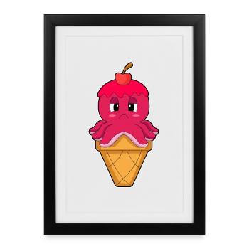 Glace gaufrée au poulpe - Affiche encadrée (27 × 37 cm) - noir - Devant