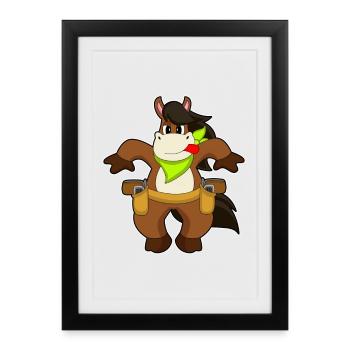 Horse Cowboy Pistol - Framed poster (27 × 37 cm) - black - Front