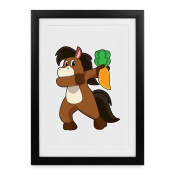 Cheval Carotte - Affiche encadrée (27 × 37 cm) - noir - Devant