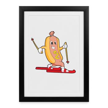 Hotdog Skier Ski - Framed poster (27 × 37 cm) - black - Front