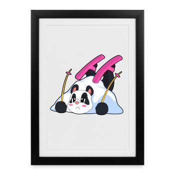 Panda Skier Ski - Framed poster (27 × 37 cm) - black - Front