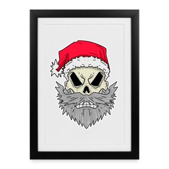 Weihnachtsmann Totenkopf - Gerahmtes Poster (27 × 37 cm) - Schwarz - Vorne