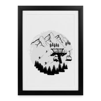 In the Snow Zone - Skiing Winter Sports - Framed poster (27 × 37 cm) - black - Front