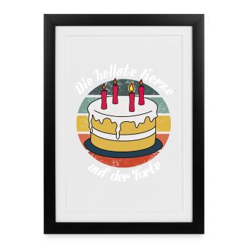 Hellste Kerze auf der Torte - weiße Schrift - Gerahmtes Poster (27 × 37 cm) - Schwarz - Vorne