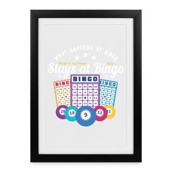 Bingo - ce qui se passe au bingo reste au bingo - Affiche encadrée (27 × 37 cm) - noir - Devant