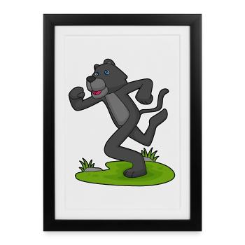 Jogging Panther Noir Sport de jogging - Affiche encadrée (27 × 37 cm) - noir - Devant