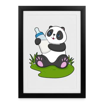 Lait pour biberon Panda - Affiche encadrée (27 × 37 cm) - noir - Devant