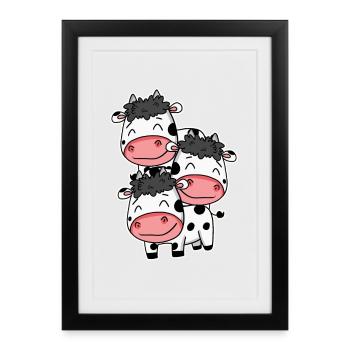 Vaches mignonnes - motif de vache - Affiche encadrée (27 × 37 cm) - noir - Devant