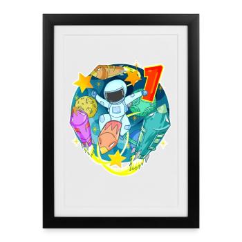 1st birthday 1 year young astronaut universe - Framed poster (27 × 37 cm) - black - Front