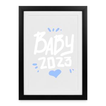 Bébé 2023 - Naissance Enceinte 2023 Grossesse - Affiche encadrée (27 × 37 cm) - noir - Devant