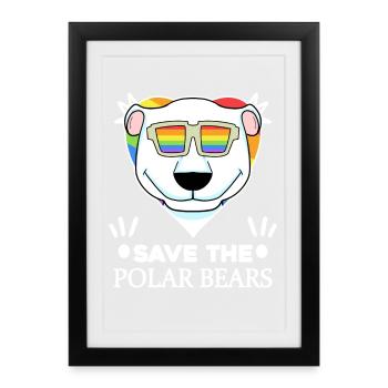 Polar bear Polar bear Environment Climate protection Nature conservation - Framed poster (27 × 37 cm) - black - Front