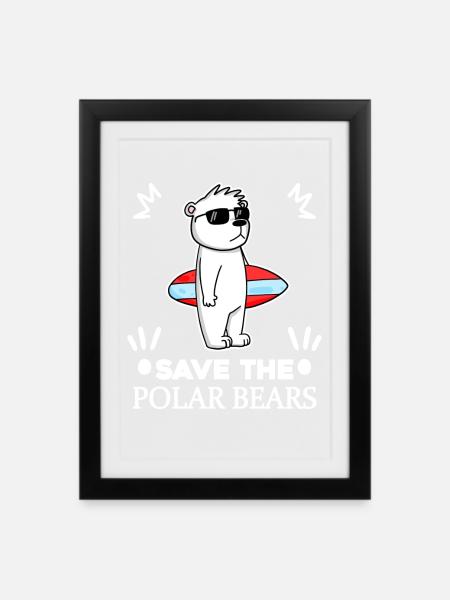 Ours polaire Ours polaire - Affiche encadrée (27 × 37 cm) - noir
