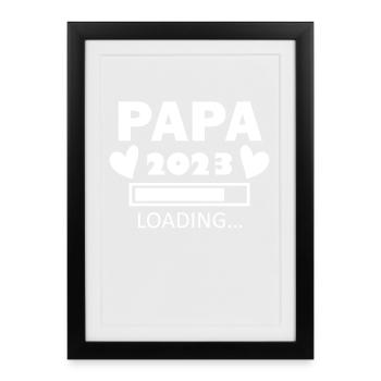 Vater 2023 - Papa 2023 loading - Papa werden - Gerahmtes Poster (27 × 37 cm) - Schwarz - Vorne