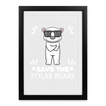 Polar bear Polar bear Environment Climate protection Nature conservation - Framed poster (27 × 37 cm) - black - Front