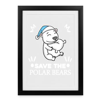 Polar bear Polar bear Environment Climate protection Nature conservation - Framed poster (27 × 37 cm) - black - Front