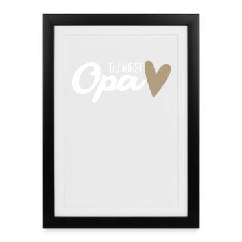 Opa Schwangerschaft verkünden - Gerahmtes Poster (27 × 37 cm) - Schwarz - Vorne