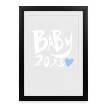 Bébé 2023 - Naissance Enceinte 2023 Grossesse - Affiche encadrée (27 × 37 cm) - noir - Devant