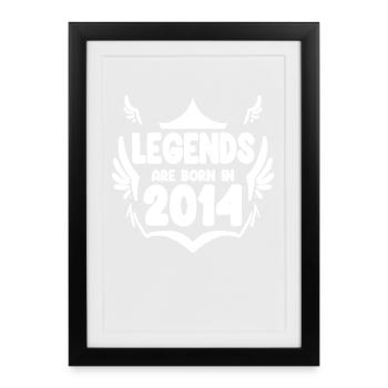 2014 - millésime 2014 - année de construction 2014 cadeau - Affiche encadrée (27 × 37 cm) - noir - Devant