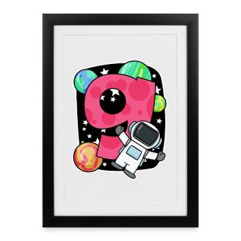9th birthday 9 years young astronaut space - Framed poster (27 × 37 cm) - black - Front