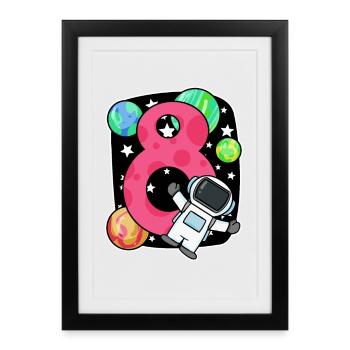 8th birthday 8 years young astronaut space - Framed poster (27 × 37 cm) - black - Front