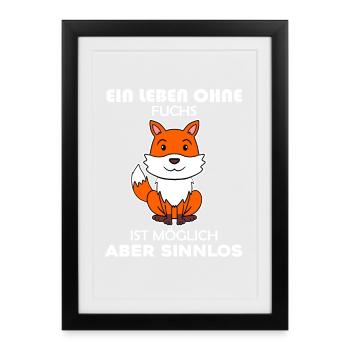 Fuchs Tier Wald Wildtier - Gerahmtes Poster (27 × 37 cm) - Schwarz - Vorne