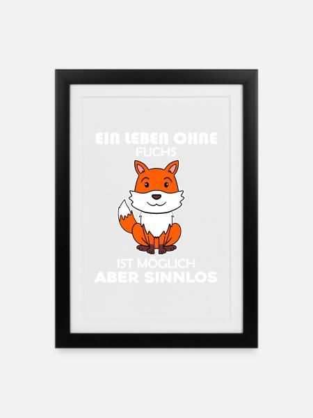 Fuchs Tier Wald Wildtier - Gerahmtes Poster (27 × 37 cm) - Schwarz