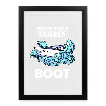 Boote Motorboot Kapitän Boot Seefahrt Geschenk - Gerahmtes Poster (27 × 37 cm) - Schwarz - Vorne