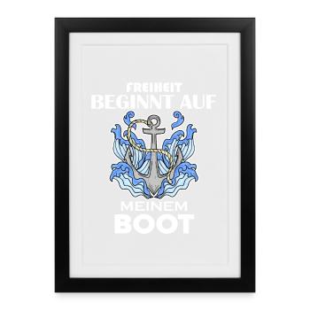 Boote Motorboot Kapitän Boot Seefahrt Geschenk - Gerahmtes Poster (27 × 37 cm) - Schwarz - Vorne