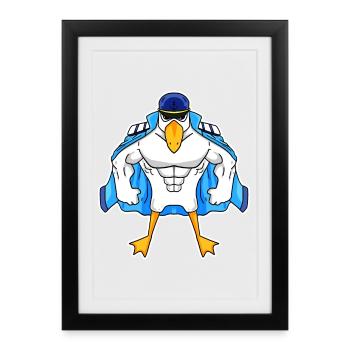 Mouette musclée Mouette Cadeau - Affiche encadrée (27 × 37 cm) - noir - Devant