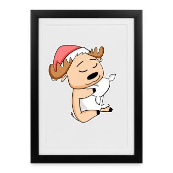 Noël des wapitis - Affiche encadrée (27 × 37 cm) - noir - Devant