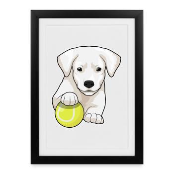 Puppy Tennis Balle de tennis - Affiche encadrée (27 × 37 cm) - noir - Devant